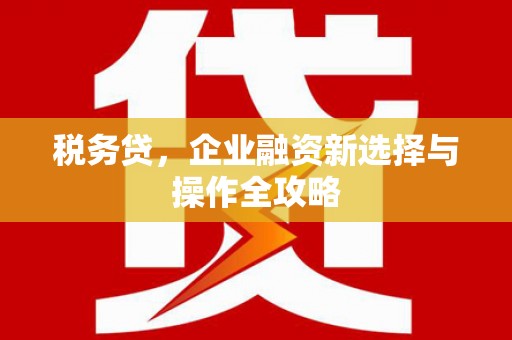 雁塔税务贷，企业融资新选择与操作全攻略