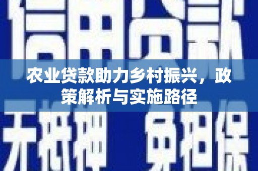 雁塔农业贷款助力乡村振兴，政策解析与实施路径