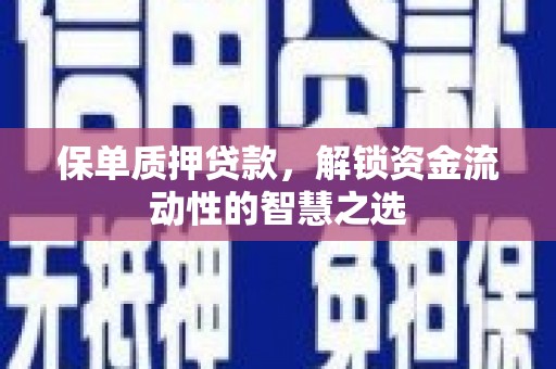 雁塔保单质押贷款，解锁资金流动性的智慧之选