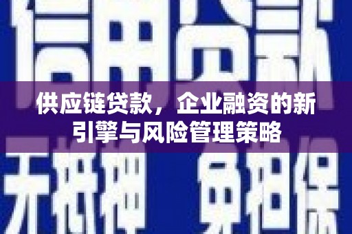 雁塔供应链贷款，企业融资的新引擎与风险管理策略